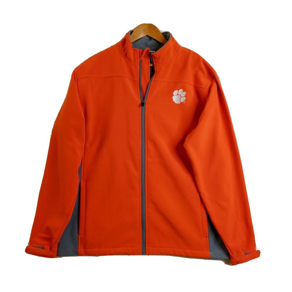 Clemson Jacket Fleece-lined Mens Large Full Zip Polyester‎ Russell Orange
